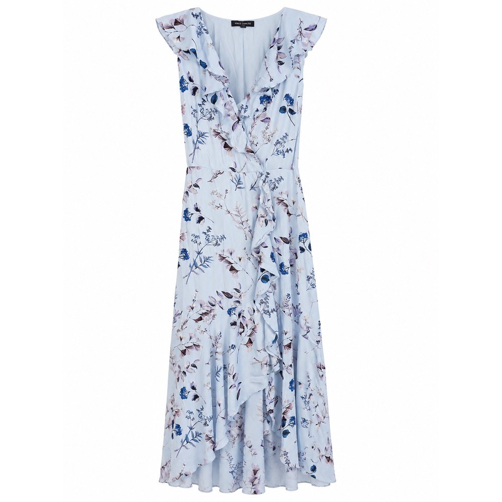 Banana Republic 6 Tall Floral High Low Dress Ruffle Wedding Guest Romantic Maxi